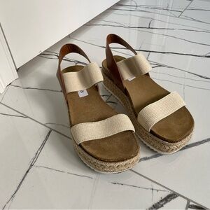 Steve Madden Cream and Brown Espadrille Platform Sandals